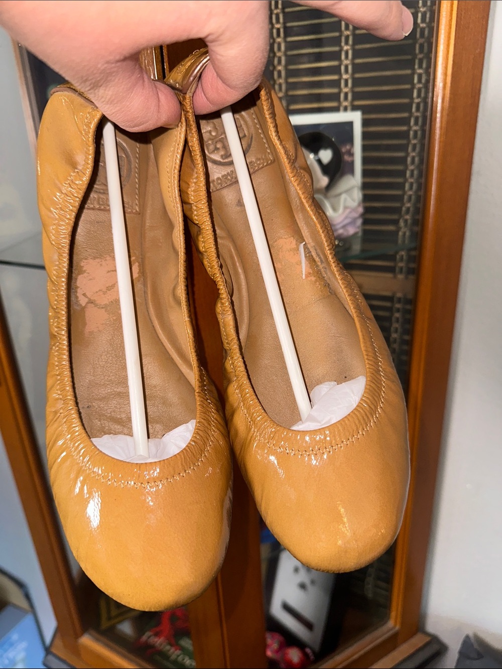 Tory Burch Tan Patent Leather Ballet Flats